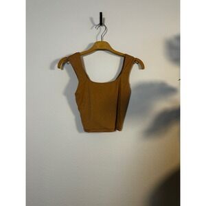 Aerie SMOOTHEZ Sparkle Crop Tank Top Tan XS
